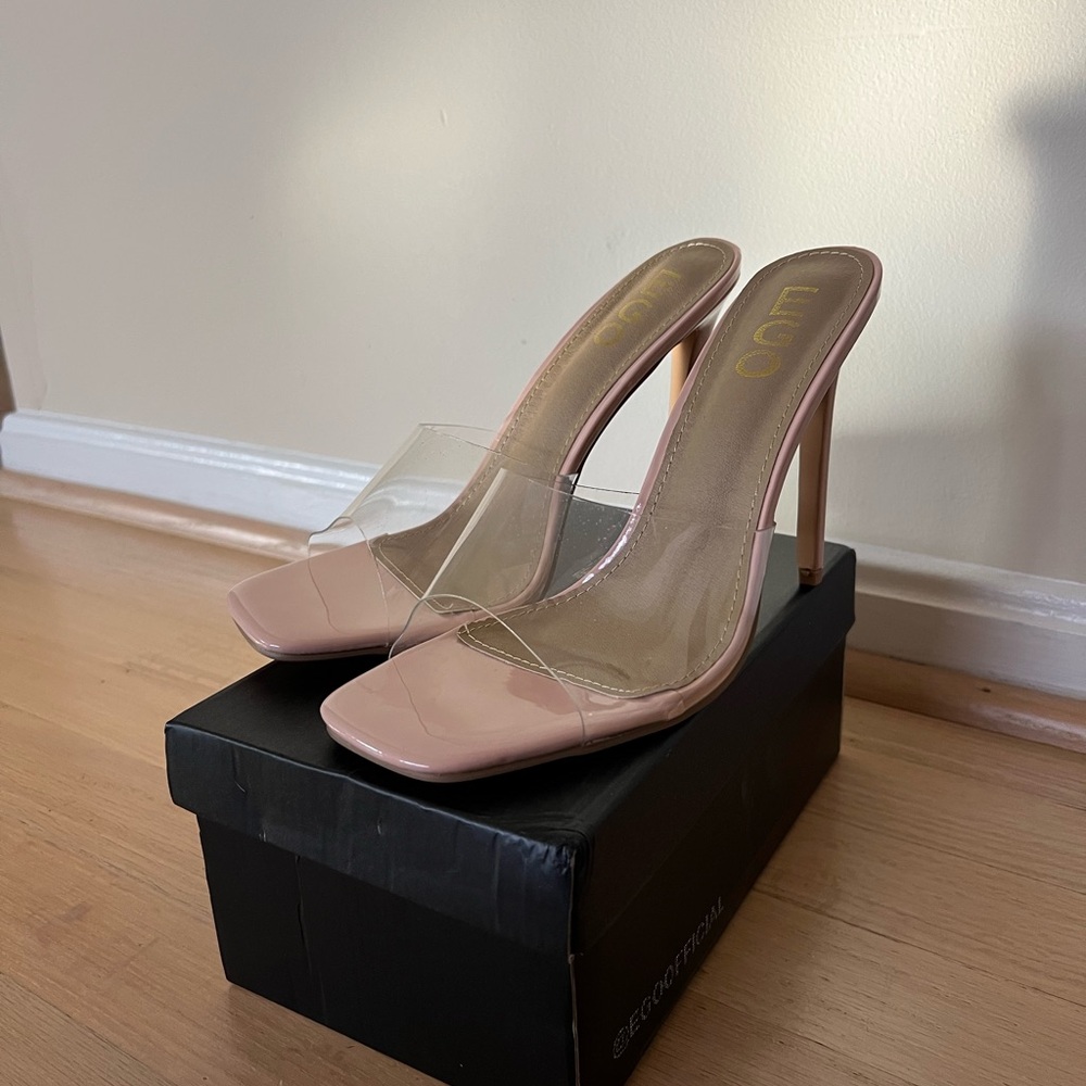 EGO Nude Heels with Clear Strap